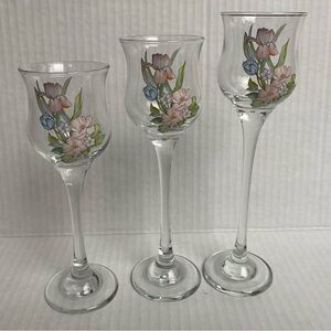 Flower Votive Holder Vintage L E Smith Glass Set Of 3 Candle Spring Easter EUC